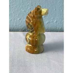Vtg Hand Carved Stone Chess Knight Onyx Marble Replacement Piece Tan Brown